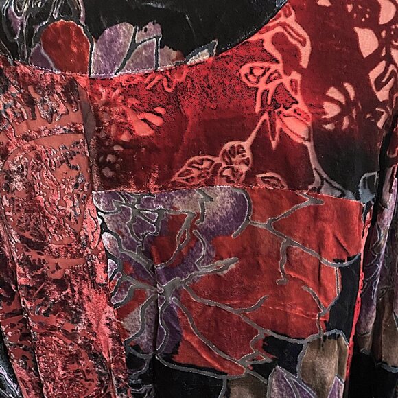 Vintage 90s Chicos burnt velvet kimono cover-up cardigan duster - Picture 5 of 14